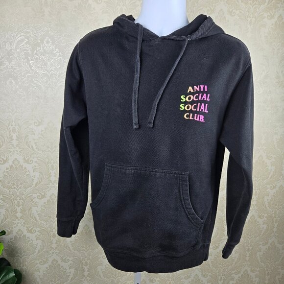 Anti Social Social Club Sz Small Black "Cancelled Again" Hoodie Drawstring Hood - Picture 1 of 8